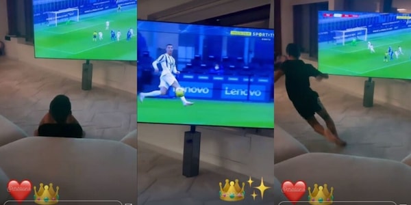 Inter-Juve, Ronaldo jr esulta al gol di papà Cristiano. E Georgina...
