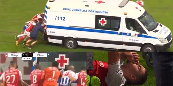 Braga-Porto, grave infortunio e ambulanza fuori uso