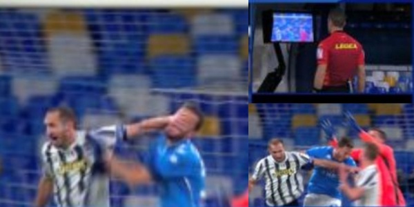 Chiellini, manata a Rrahmani: è rigore per il Napoli