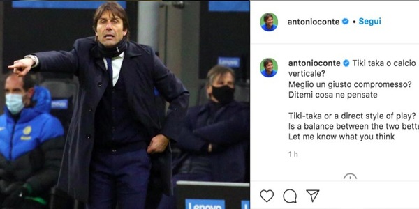 Inter, Conte fa impazzire il web: "Meglio il tiki taka o il calcio verticale?"