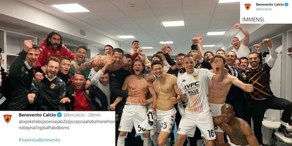 Il Benevento strega la Juve: pazza gioia nello spogliatoio e sui social