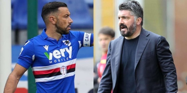Quagliarella litiga con Gattuso, le frasi urlate a bordo campo