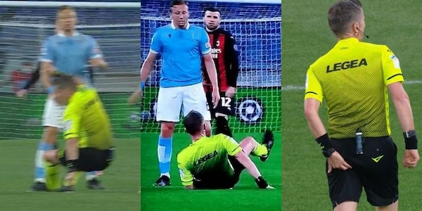 Orsato a terra durante Lazio-Milan: la fotosequenza della caduta