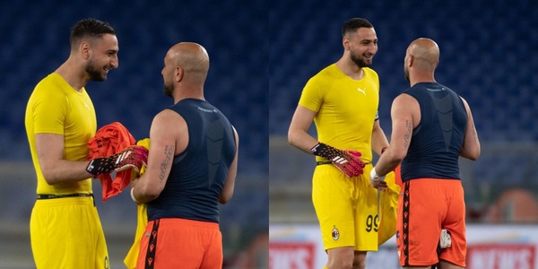 Gigio Donnarumma e Pepe Reina scherzano dopo la partita!