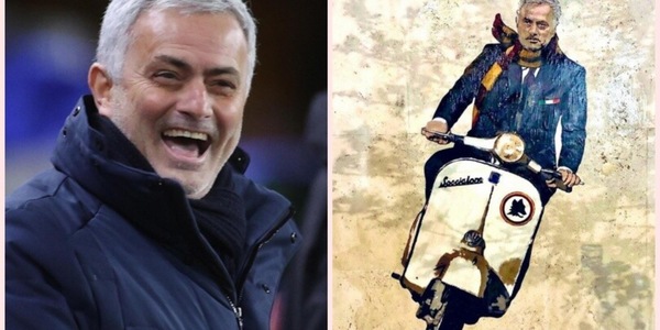 Mourinho a Roma con la vespa: ecco il murale a Testaccio