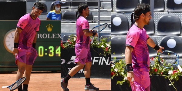 Internazionali d'Italia, furia Fognini: racchetta spezzata e ko