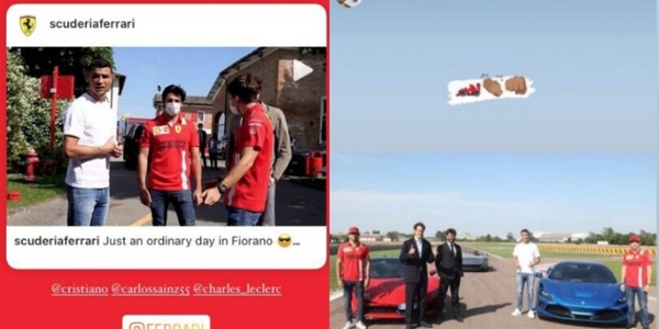 Leclerc e Sainz contro Cristiano Ronaldo: chi vince la gara in Ferrari? VIDEO