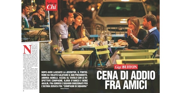 Buffon e Andrea Agnelli: cena d'addio con Ilaria D'Amico e Deniz