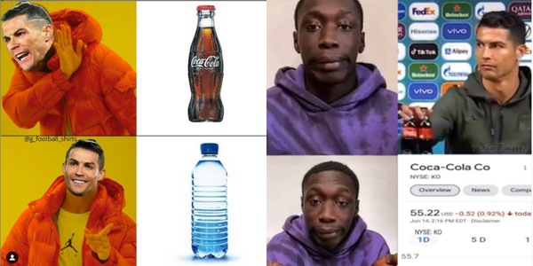 Ronaldo sposta la Coca Cola in conferenza stampa. Le ironie social