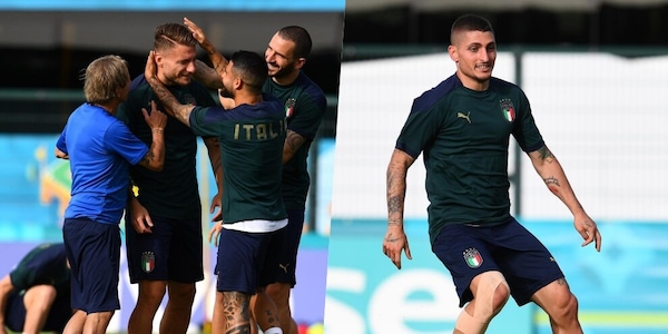 Italia, siparietto Insigne-Immobile. Verratti c'è con una fasciatura