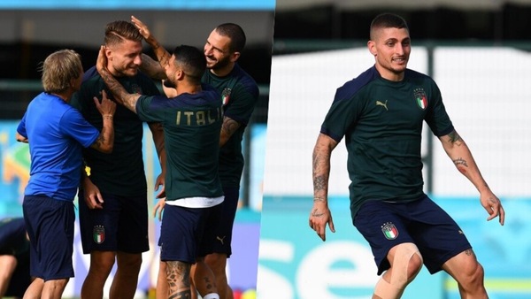 Italia, siparietto Insigne-Immobile. Verratti c'è con una fasciatura