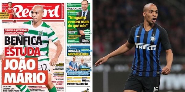 "Inter, il Benfica vuole Joao Mario: occhio alla clausola antirivale"