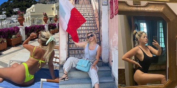 Wanda Nara in vacanza a Capri fa il tifo per l'Italia