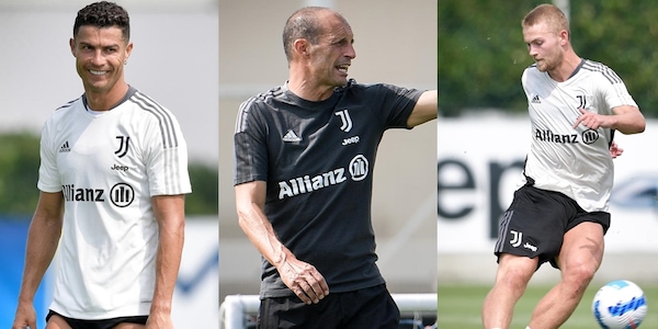 La Juve si allena: che grinta mister Allegri. E Ronaldo...sorride
