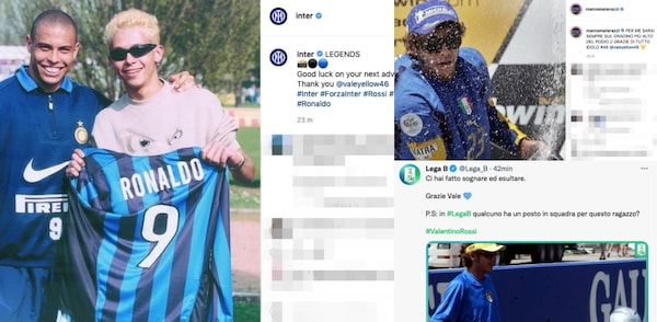 Dall'Inter a Materazzi, l'omaggio a Valentino Rossi