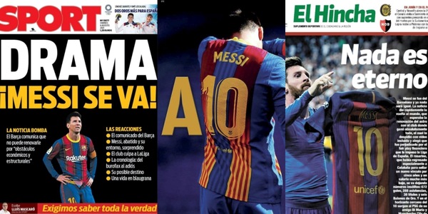 Bomba Messi, il divorzio dal Barcellona sulle prime pagine del mondo