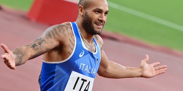 "Marcell Jacobs al Festival di Sanremo 2022 con Amadeus"