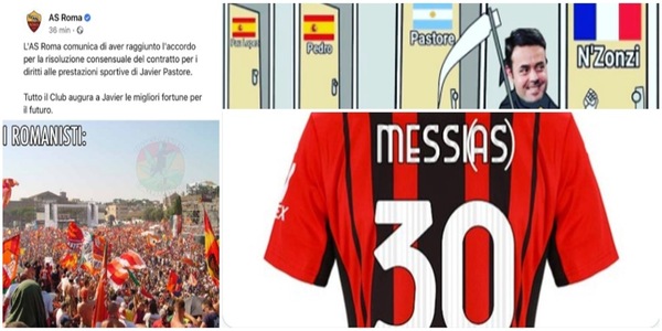 Calciomercato, ironia social sull'addio di Pastore e l'avvento di Messi(as)