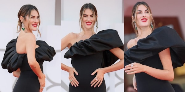 Francesca Sofia Novello, show a Venezia: l'abito nero fa intravedere il pancino