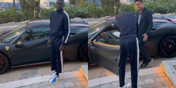 Khaby Lame, dopo Sainz "colpisce" Leclerc: che spasso sulla Ferrari 488 Pista Spider