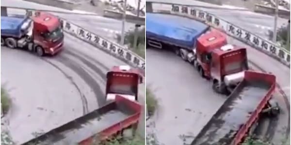 In due non si passa e... l'incidente tra due camion diventa virale! VIDEO