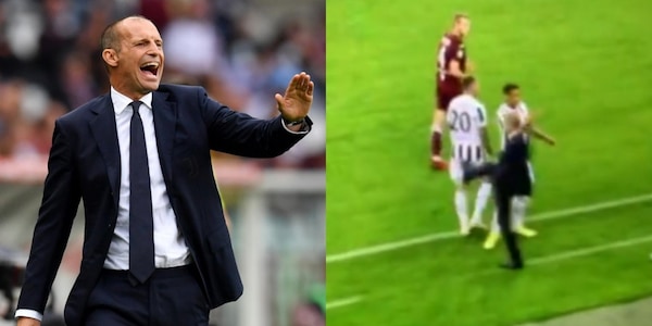 Allegri e il calcio a Bernardeschi: il gesto scaramantico a bordo campo