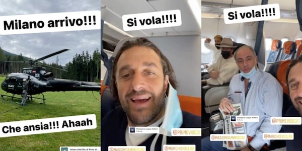 Toni, Marchisio e Ambrosini: elicottero o aereo? Fa "paura" volare verso San Siro!