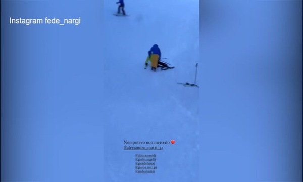 Matri, che caduta sugli sci