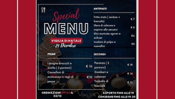 Da "Voglia - Trattoria Contemporanea" il tuo menù per le feste