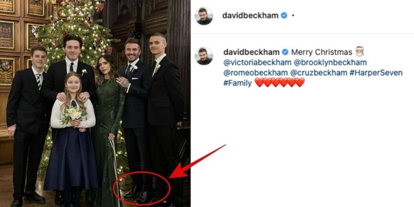 Beckham, foto di Natale in famiglia in punta di piedi