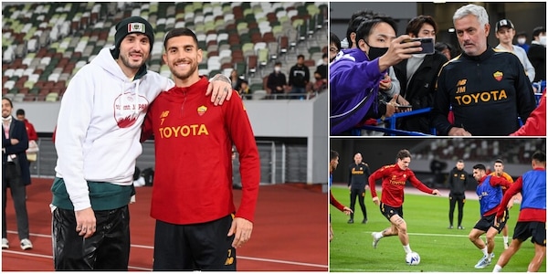 Roma, c'è Carl Brave con Pellegrini all'allenamento in Giappone