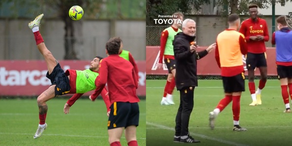 Pellegrini show, rovesciata in allenamento: anche Mourinho se la ride!