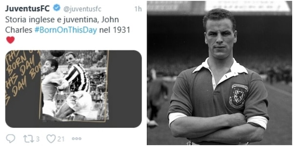 Juve, che gaffe sul mito Charles! "Storia inglese", ma era gallese