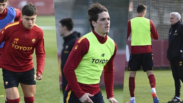 Roma, Zaniolo regolarmente in campo. Mourinho sorride con Matic