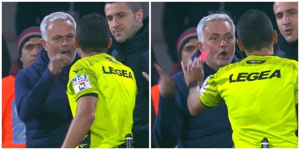 Mourinho espulso e furioso, la frase urlata all'arbitro: "Dai il rosso a lui!"