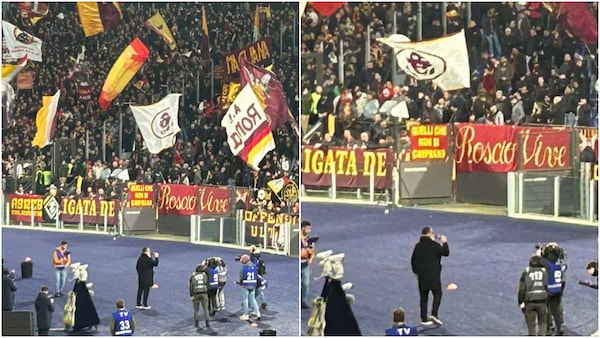 Roma, Marco Conidi canta live all'Olimpico prima della Juve: tifosi in lacrime