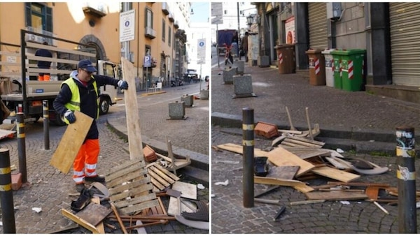 Napoli-Eintracht, i danni alla città dopo gli scontri