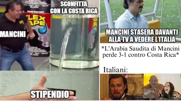Mancini, ko all'esordio con l'Arabia: i social impietosi con le ironie