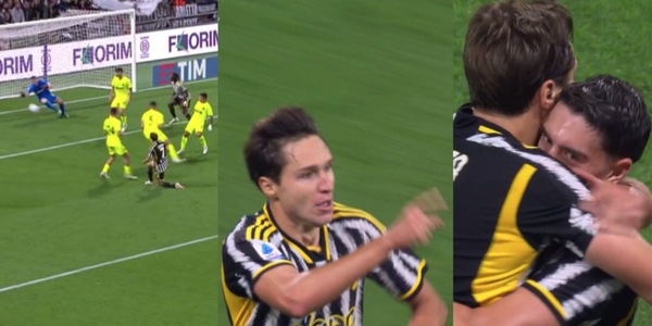 Juve, Chiesa segna e va a esultare con Vlahovic: il gesto clamoroso