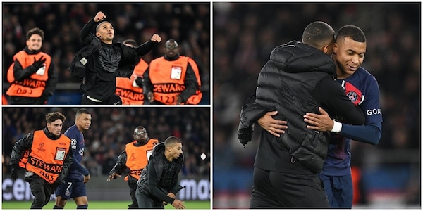 Tifoso in campo per abbracciare Mbappé: Psg-Milan si ferma per invasione