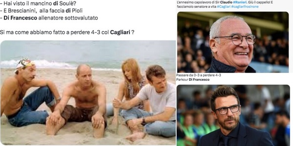 Cagliari, rimonta pazzesca con il Frosinone: social scatenati