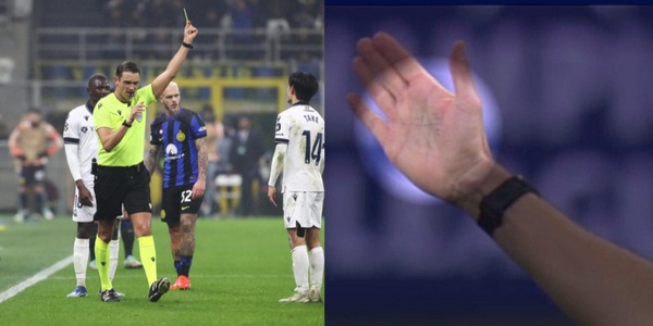 Incredibile scena dell'arbitro durante Inter-Real Sociedad: cosa si è scritto sulla mano?