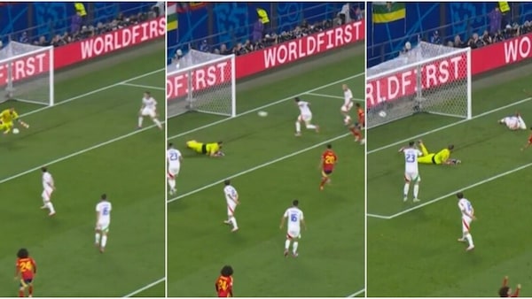 L'autogol clamoroso di Calafiori in Spagna-Italia: la fotosequenza