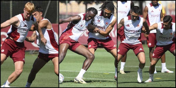 Roma determinata e aggressiva: i giocatori non si risparmiano in allenamento