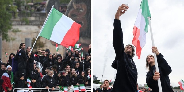 Incredibile Tamberi: mentre mostra la bandiera perde la fede nella Senna!