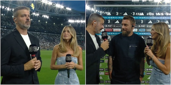 Diletta Leotta incanta lo Stadium: che risate con Stramaccioni e De Rossi