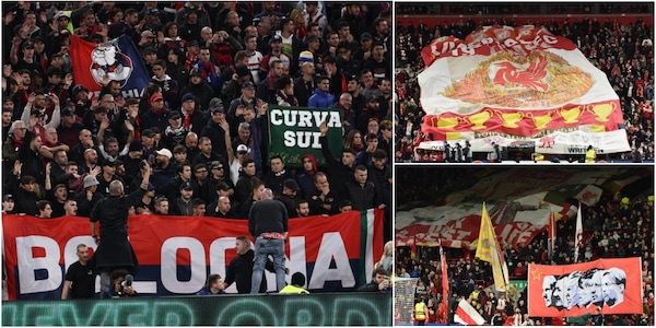 Liverpool-Bologna, coreografie e striscioni da grandi notti di Champions