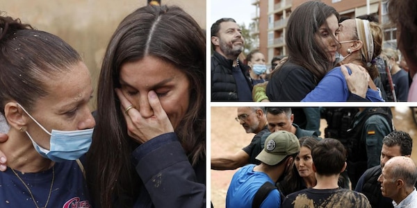 La regina Letizia in lacrime e coperta di fango: a Valencia le immagini shock
