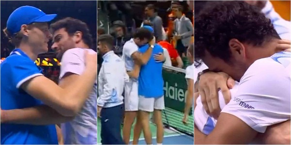 Berrettini in lacrime: l'abbraccio con Sinner dopo la vittoria della Coppa Davis