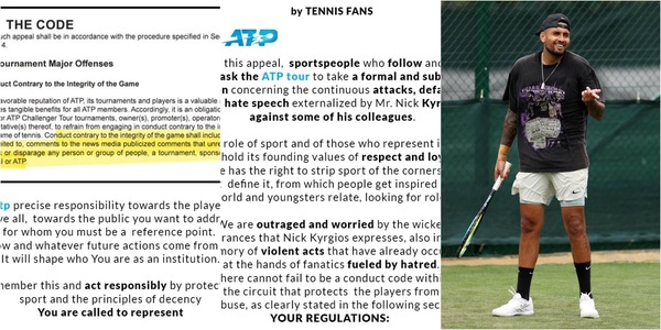 Sinner, Kyrgios sta violando il regolamento? La lettera dei tifosi all'Atp e il codice di condotta